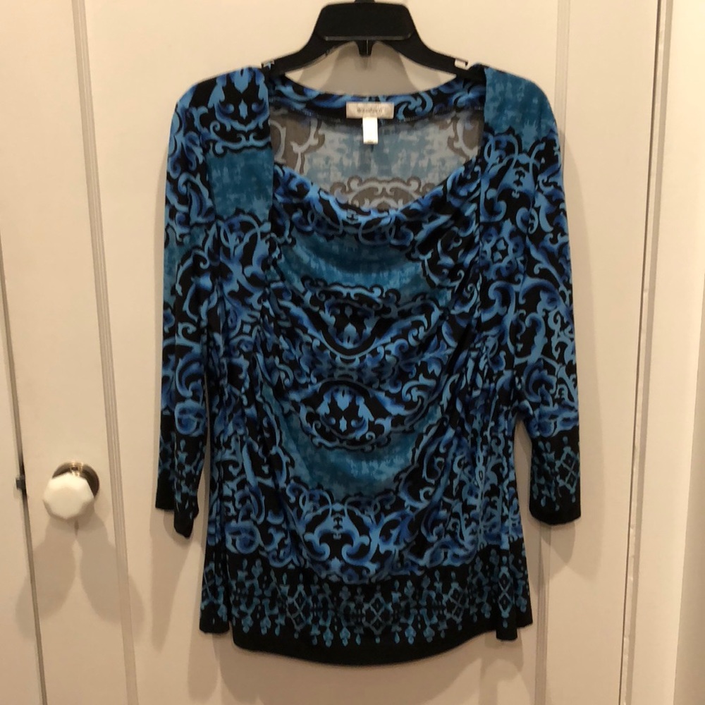 Dressbarn Blue Tunic Top Blouse